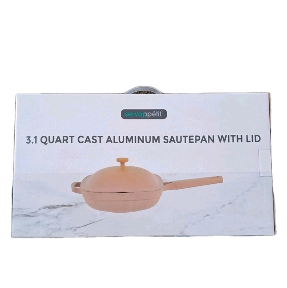 Servappetit 3.1 Qt. Cast Aluminum Sautepan With Lid Salmon Coral Peach Color